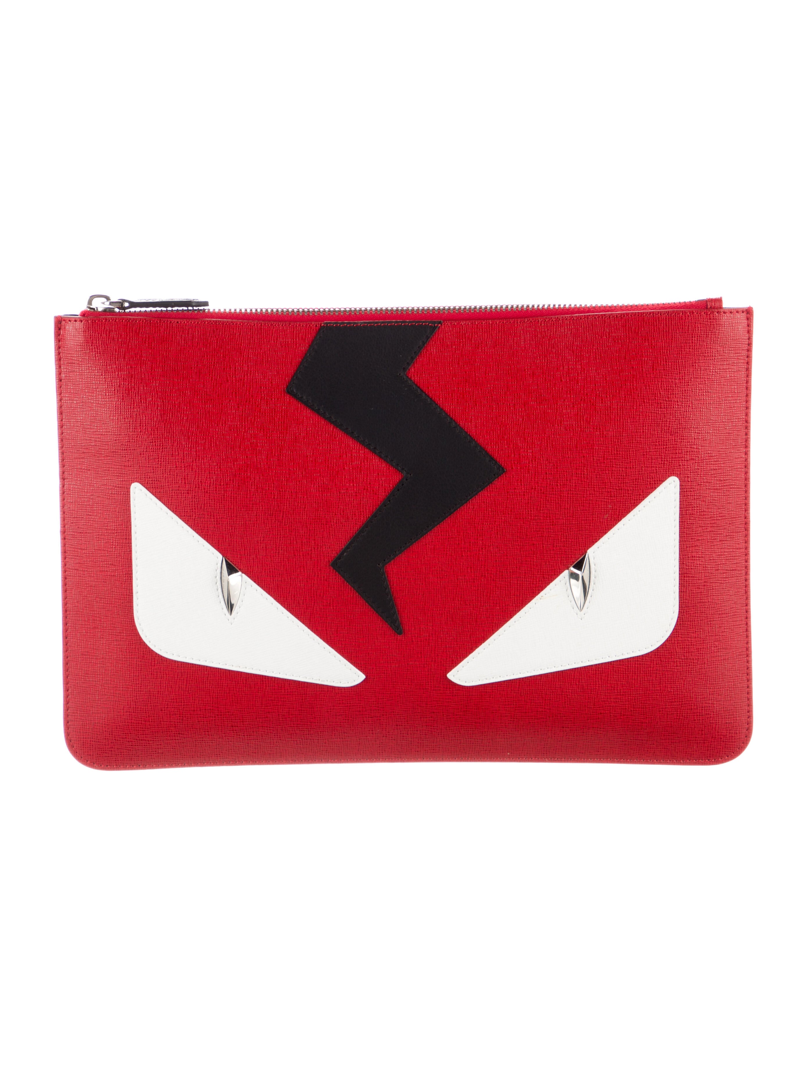 Fendi Zig Zag Monster Eyes Zip Pouch Red Portfolios & Pouches, Bags