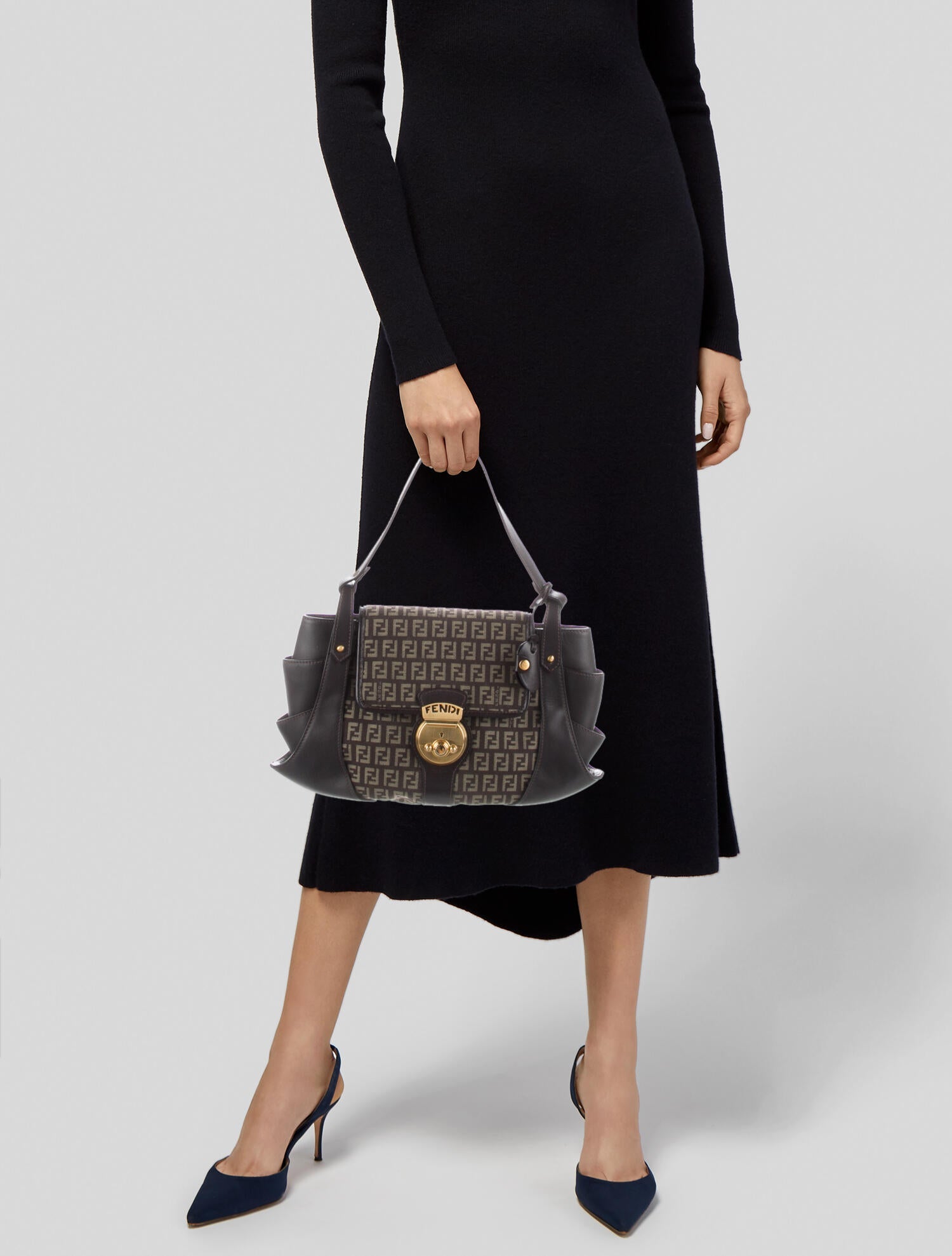 Fendi Zucchino Compilation Bag Brown Shoulder Bags, Handbags