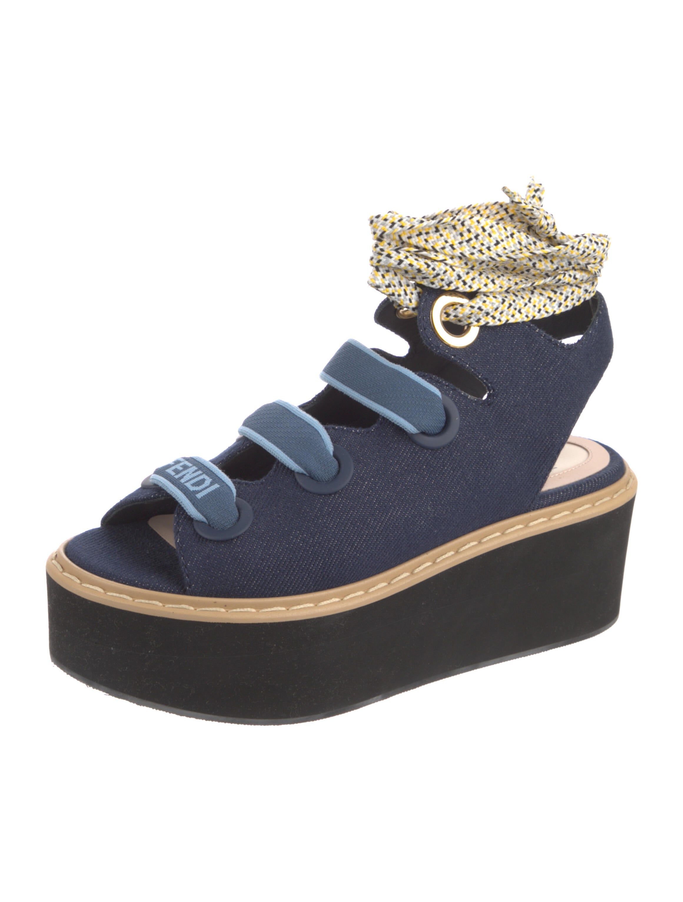 Fendi Printed Sandals - Blue Sandals, Shoes - FEN247567 | The RealReal