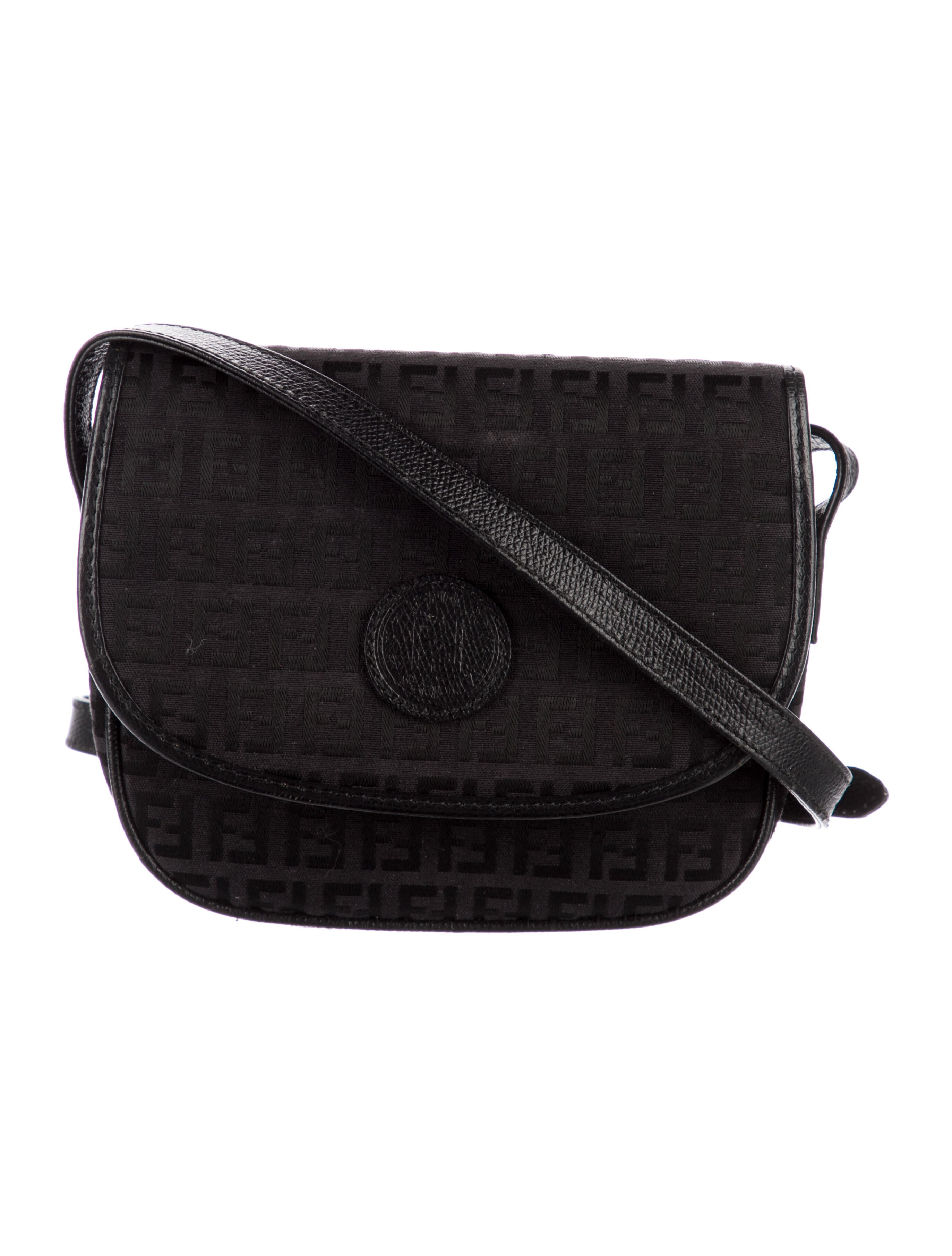 Fendi Vintage Zucchino Flap Crossbody Bag Black Crossbody Bags