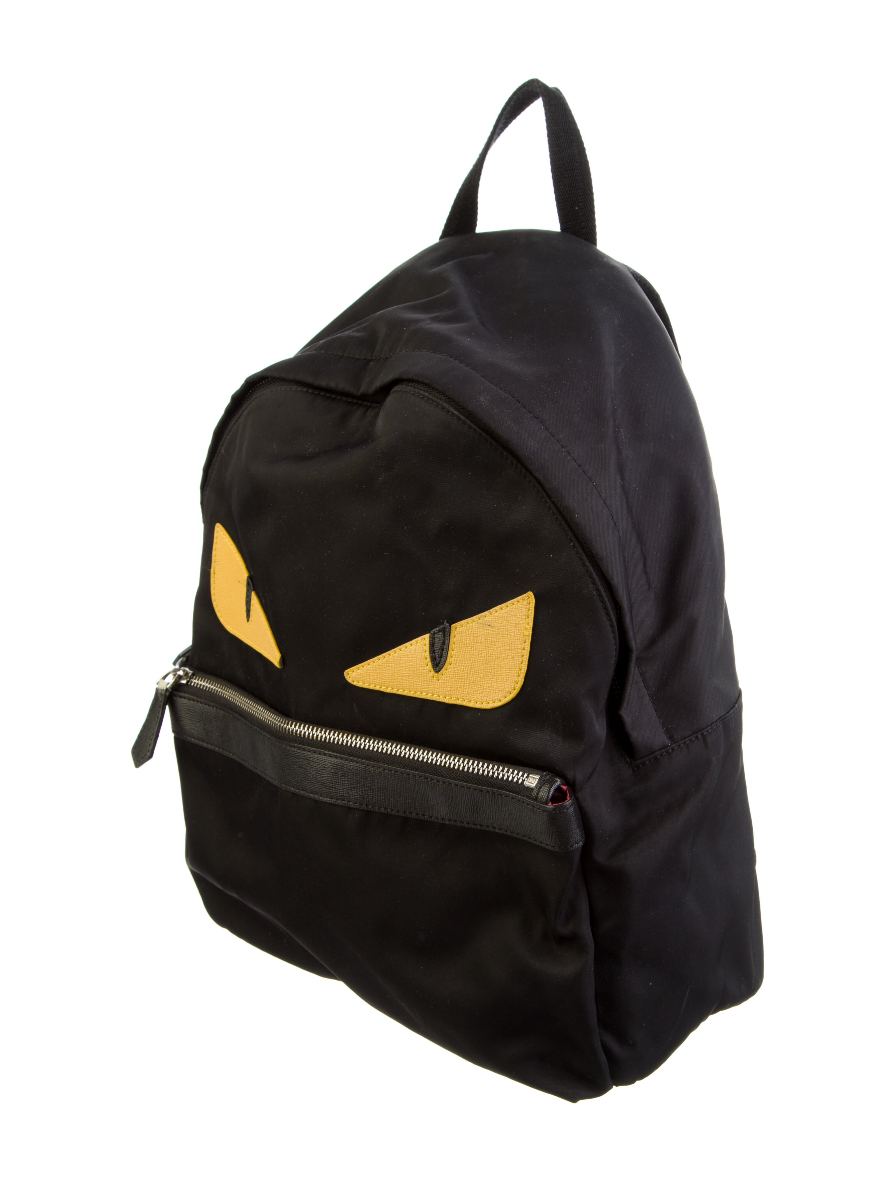 Fendi Nylon Leather Trimmed Backpack Black Backpacks, Bags