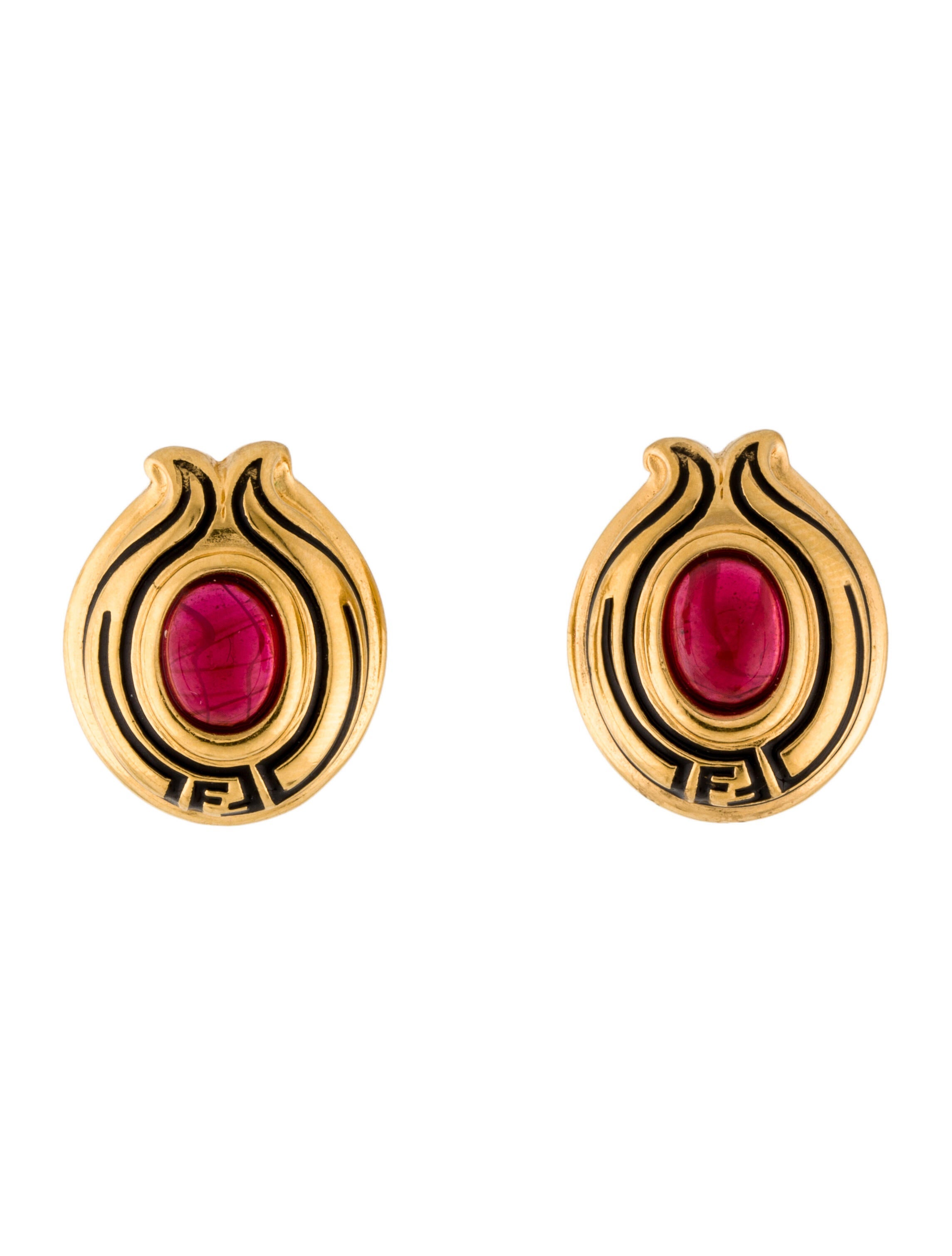 Fendi Faux Pearl Drop Earrings GoldTone Metal Drop, Earrings