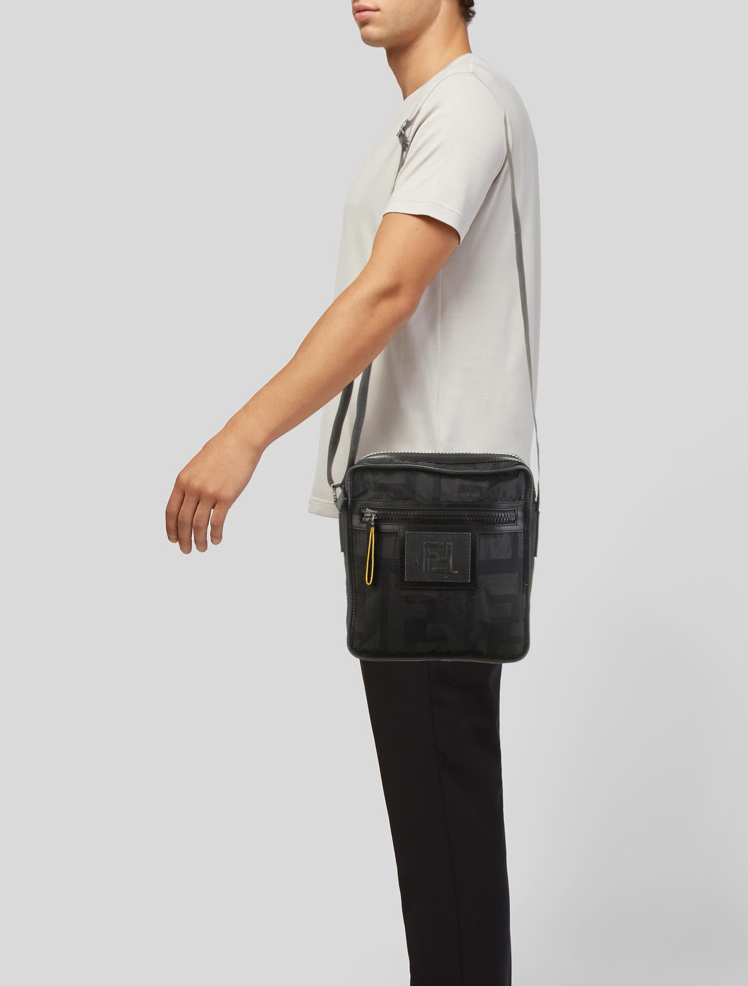 Fendi Small Nylon Messenger Bag Black Other, Bags FEN252571 The