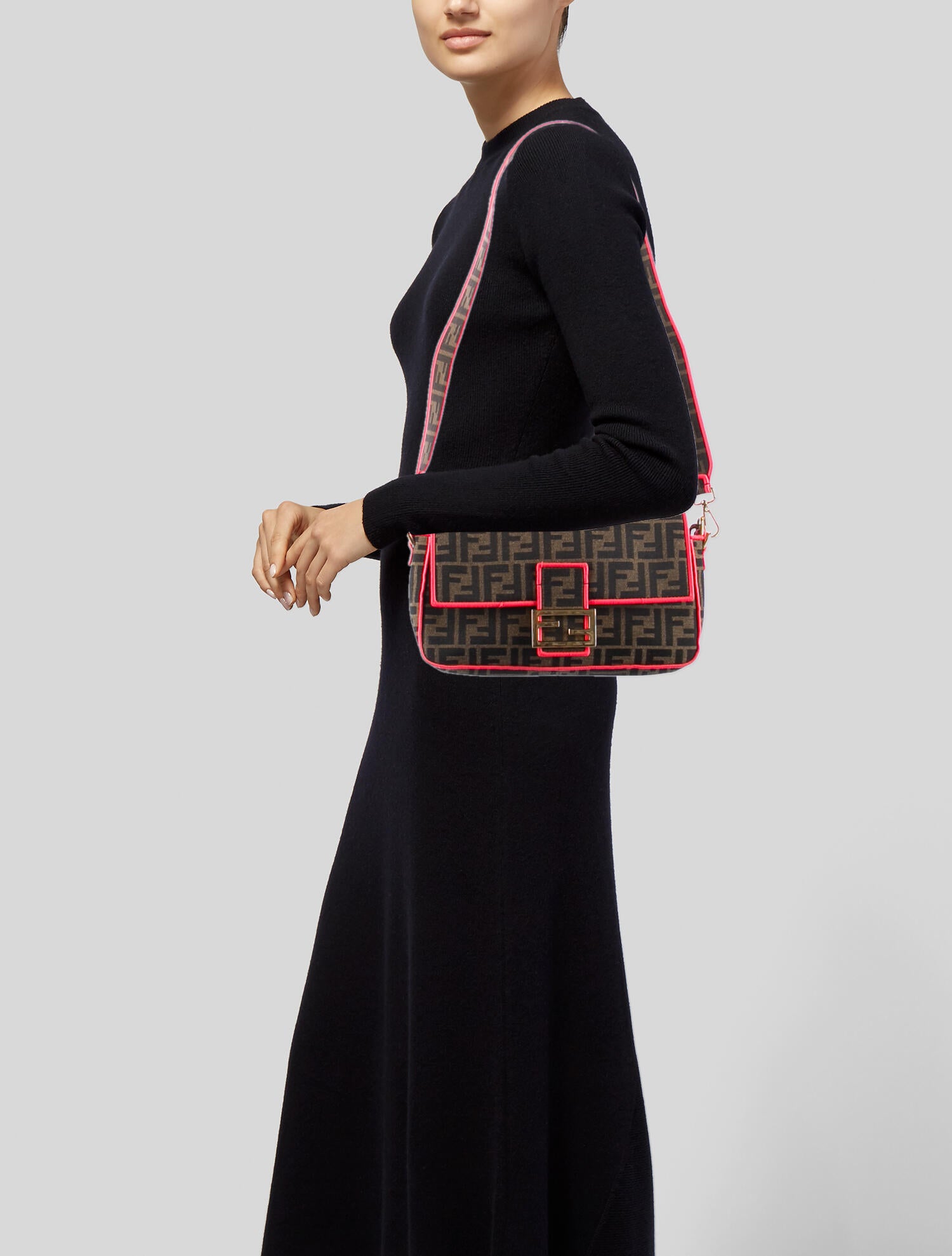 Fendi Fabric Jacquard FF 1974 Baguette