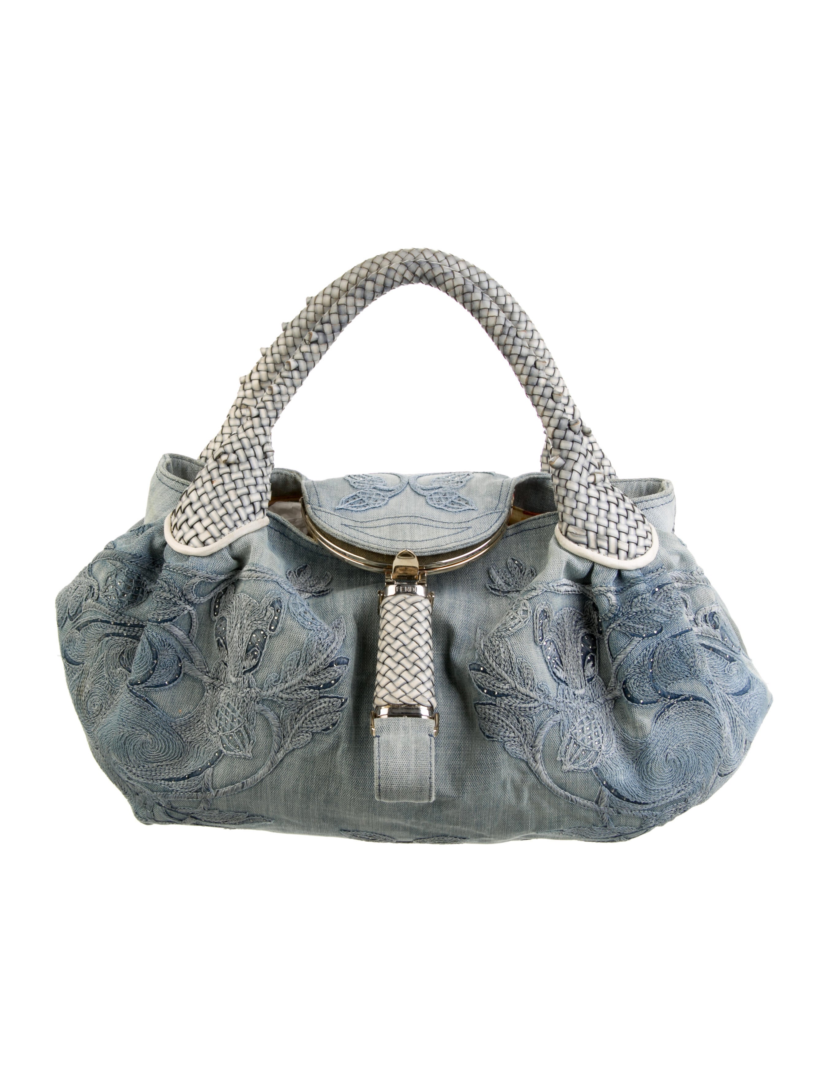 Fendi Denim Embroidered Spy Bag - Blue Hobos, Handbags