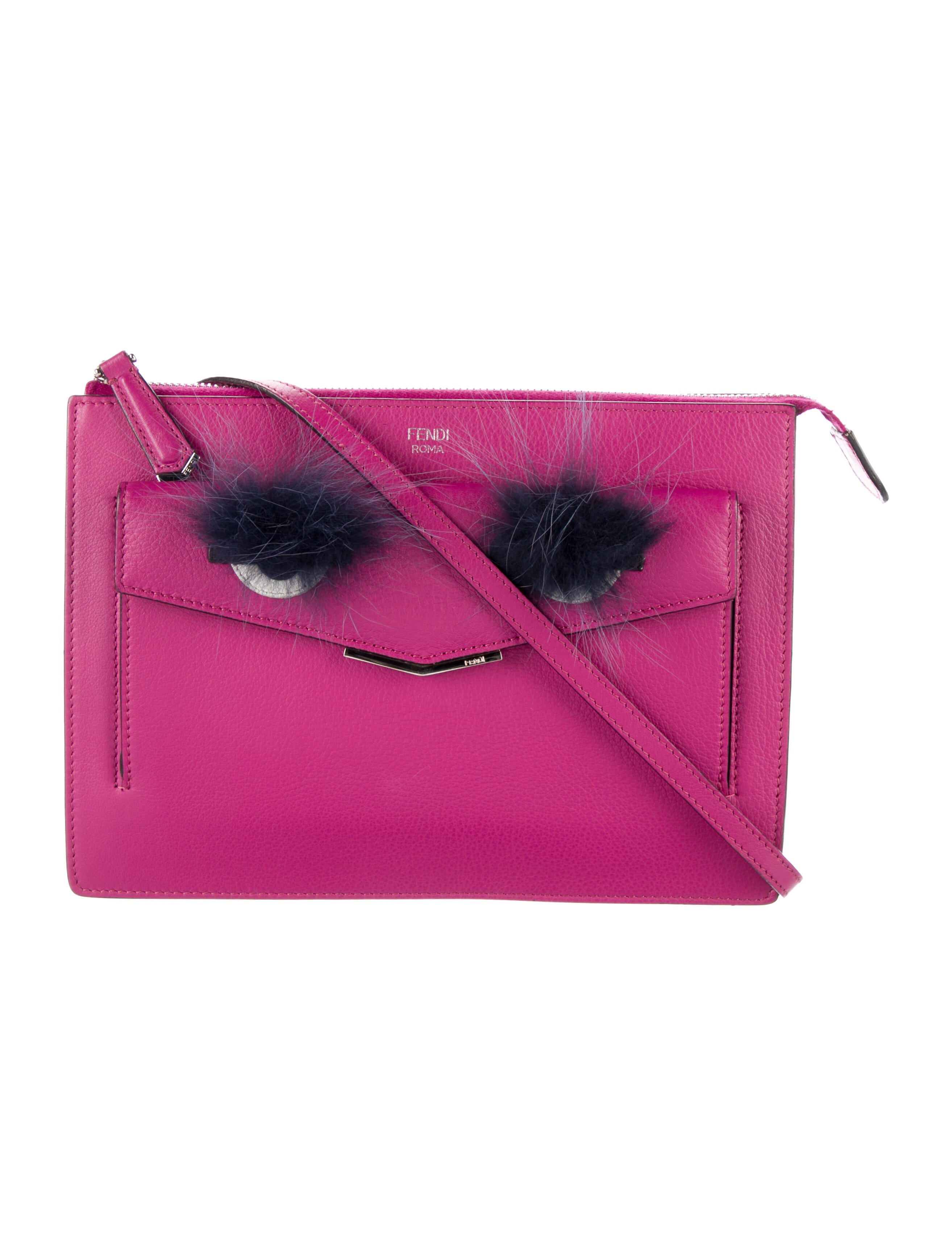 Fendi FurTrimmed Mini 2Jours Bug Crossbody Purple Crossbody Bags, Handbags FEN257200 The