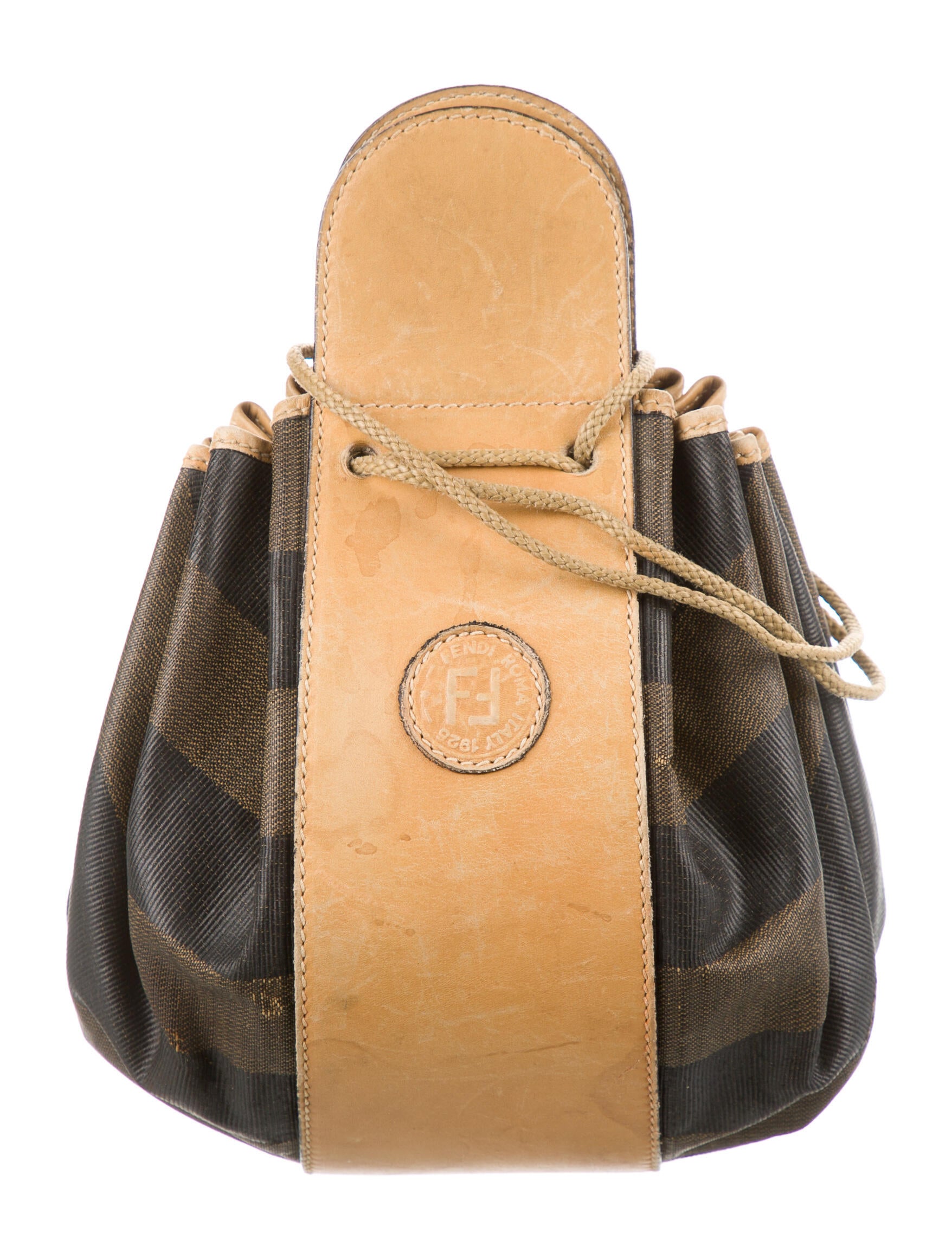 Fendi Vintage Pequin Shoulder Bag Black Shoulder Bags, Handbags