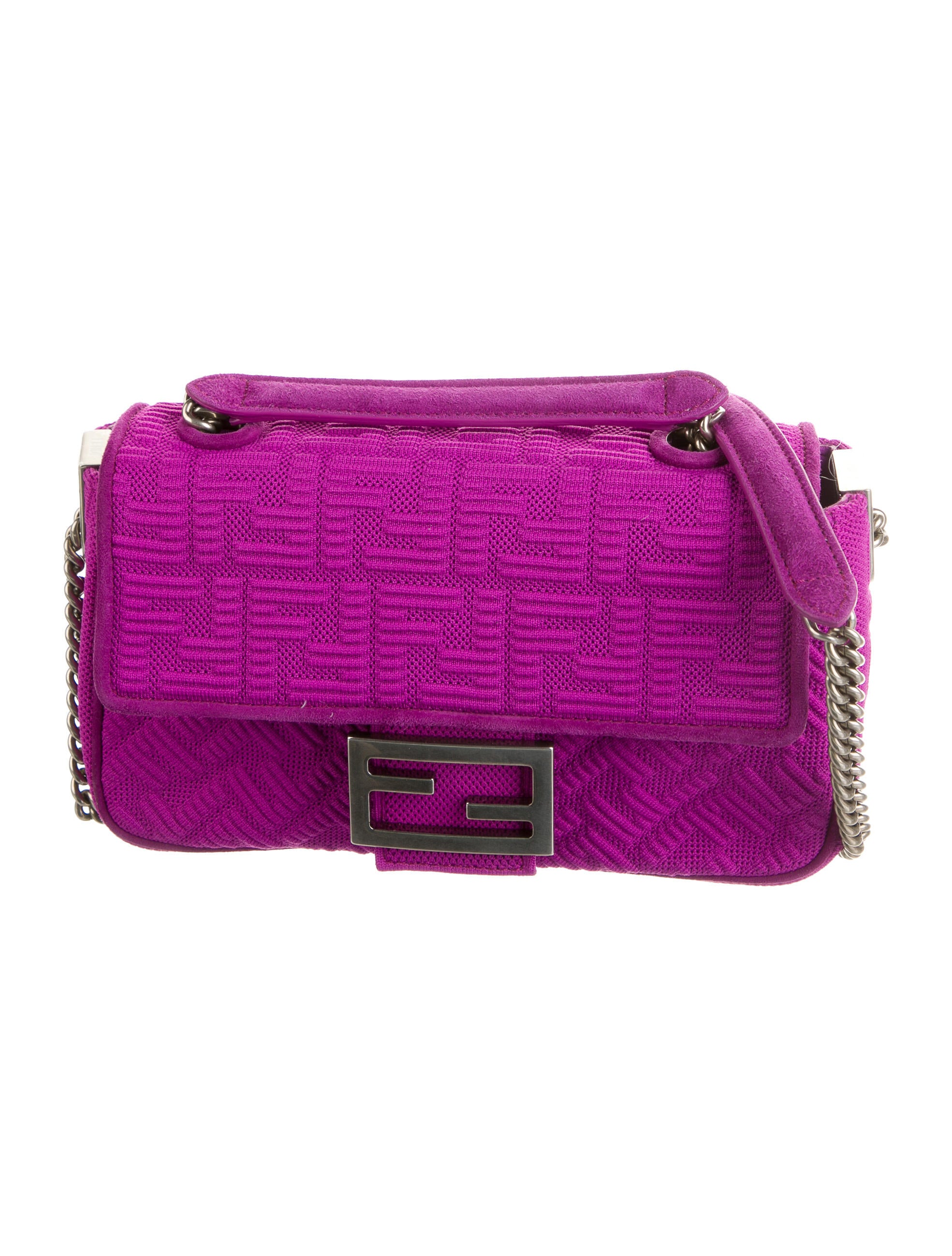 Fendi Midi Logo Chain Baguette Purple Shoulder Bags, Handbags