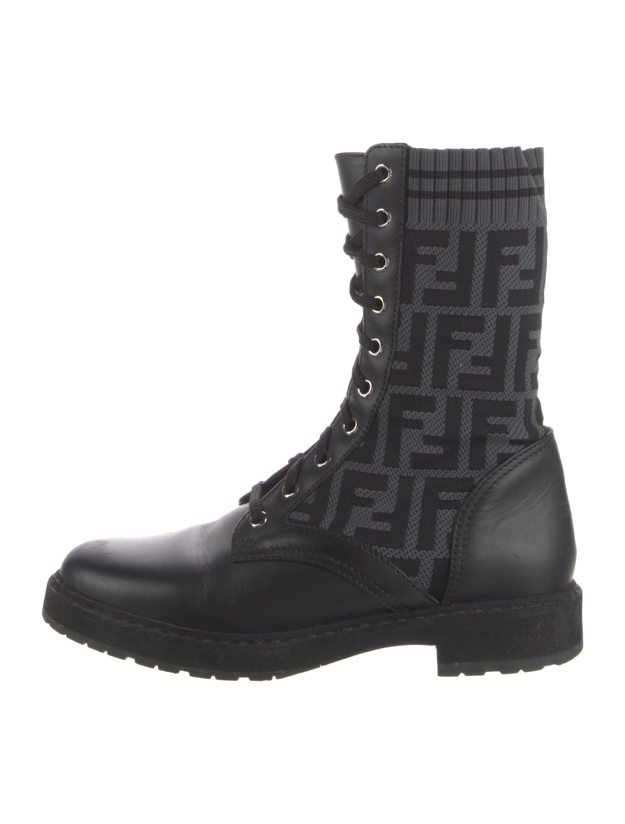 Fendi Rockoko Zucca FF Logo Combat Boots