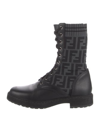 Fendi Rockoko Zucca FF Logo Combat Boots