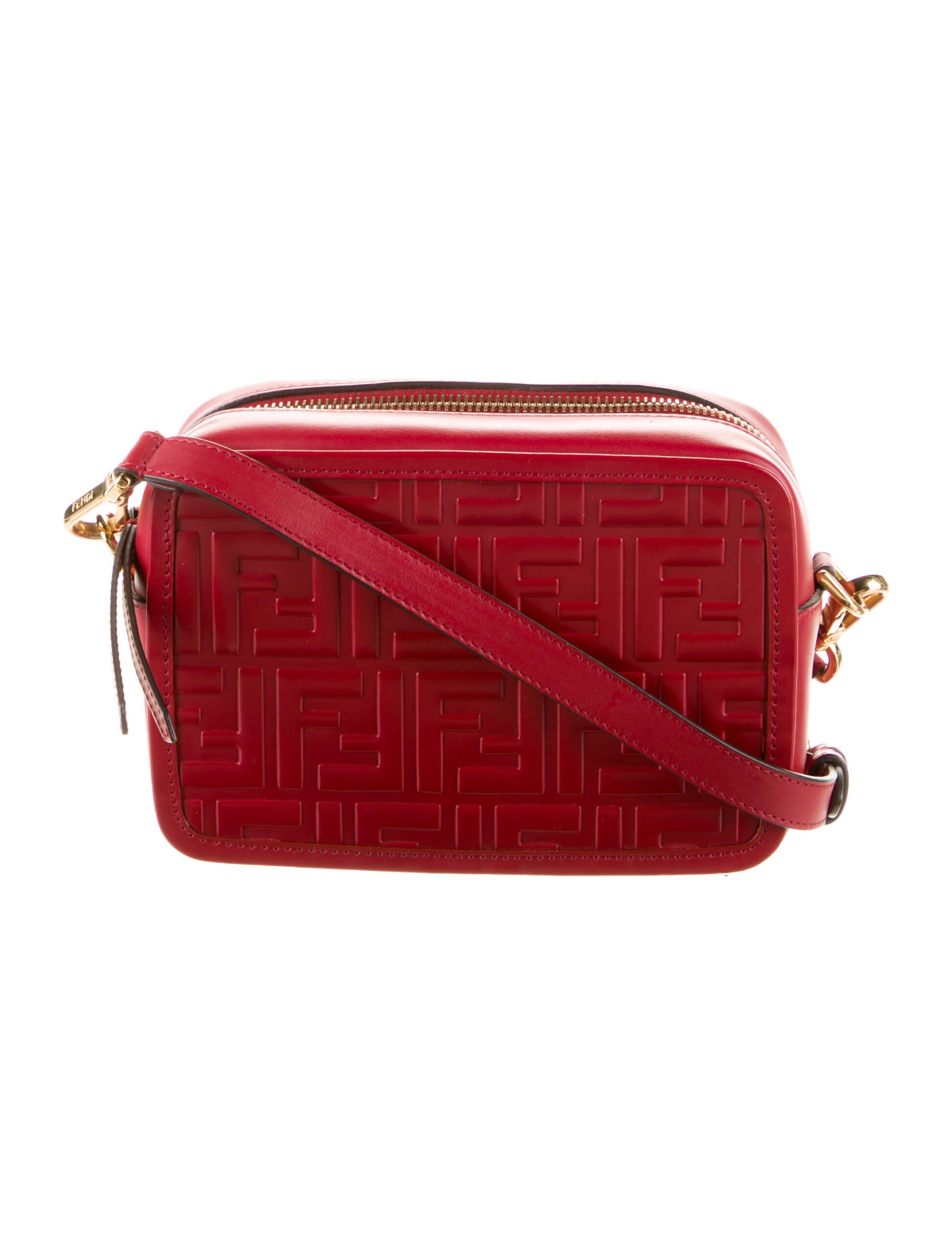 Fendi Embossed Camera Crossbody Bag - Red Crossbody Bags