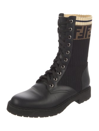 Fendi Zucca FF Logo Graphic Print Combat Boots