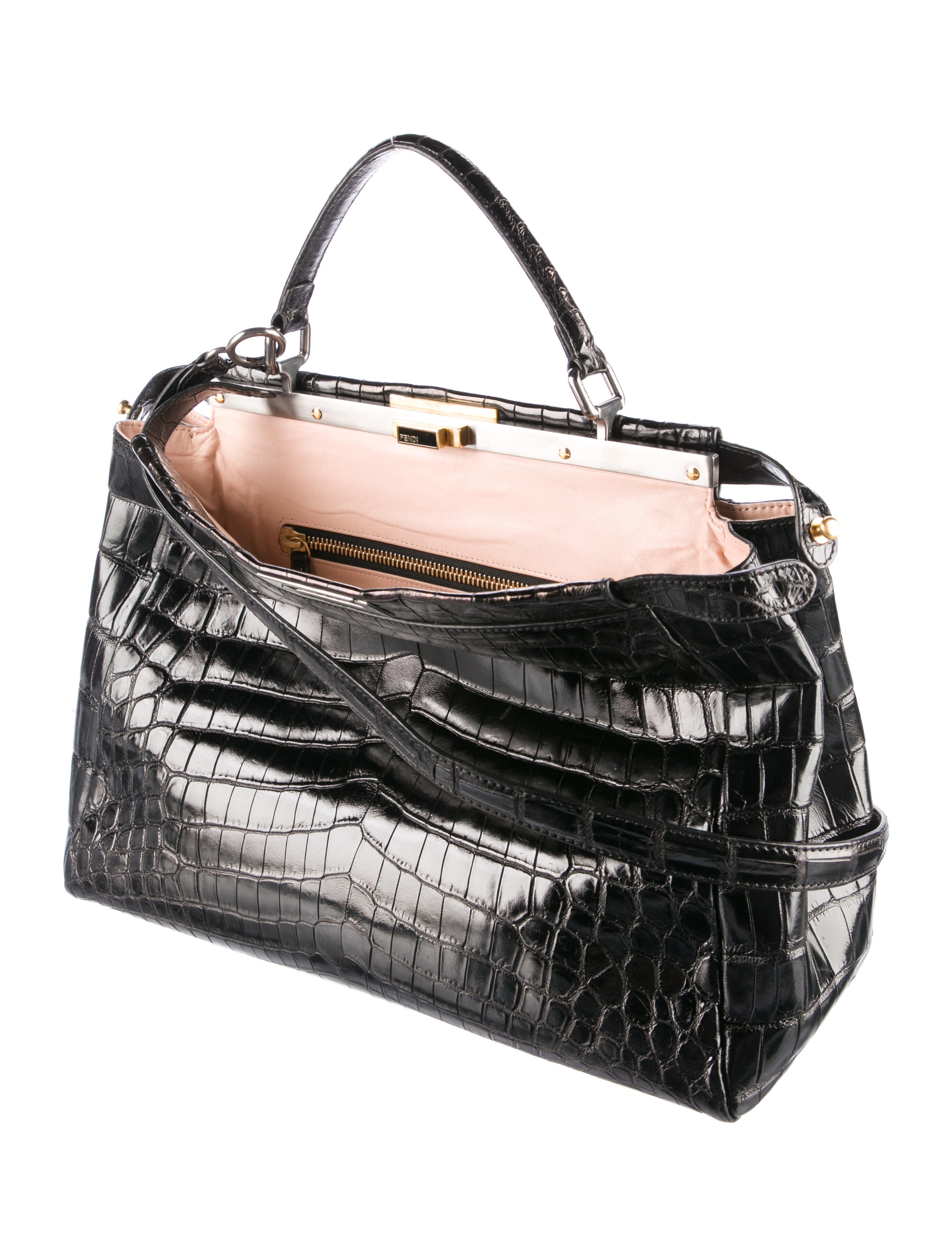 Fendi Large Crocodile Peekaboo Bag - Black Totes, Handbags