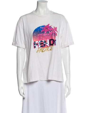 Fendi Tops Graphic Print Crew Neck T-Shirt S