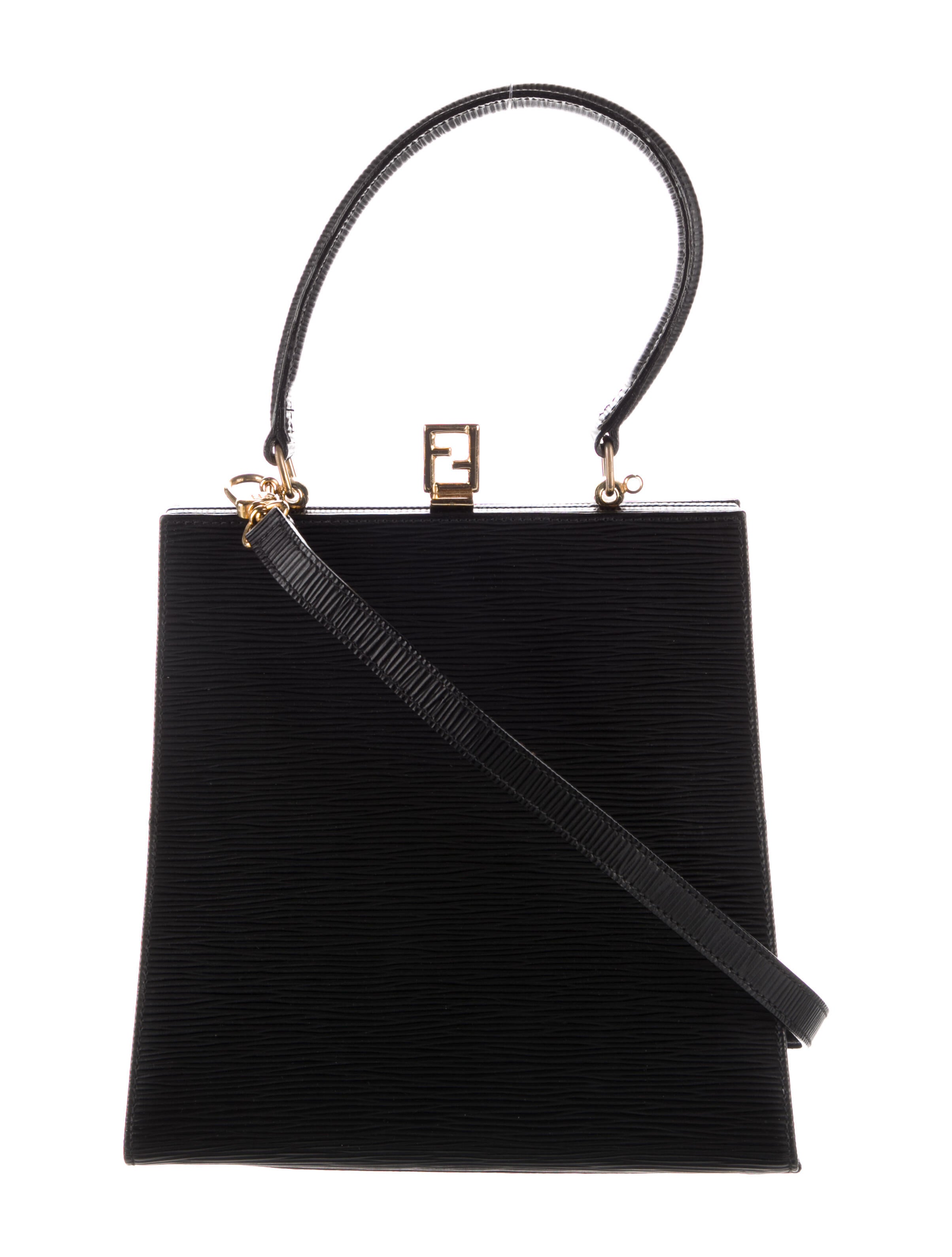 Fendi Vintage Leather Frame Bag Black Handle Bags, Handbags FEN267654 The RealReal