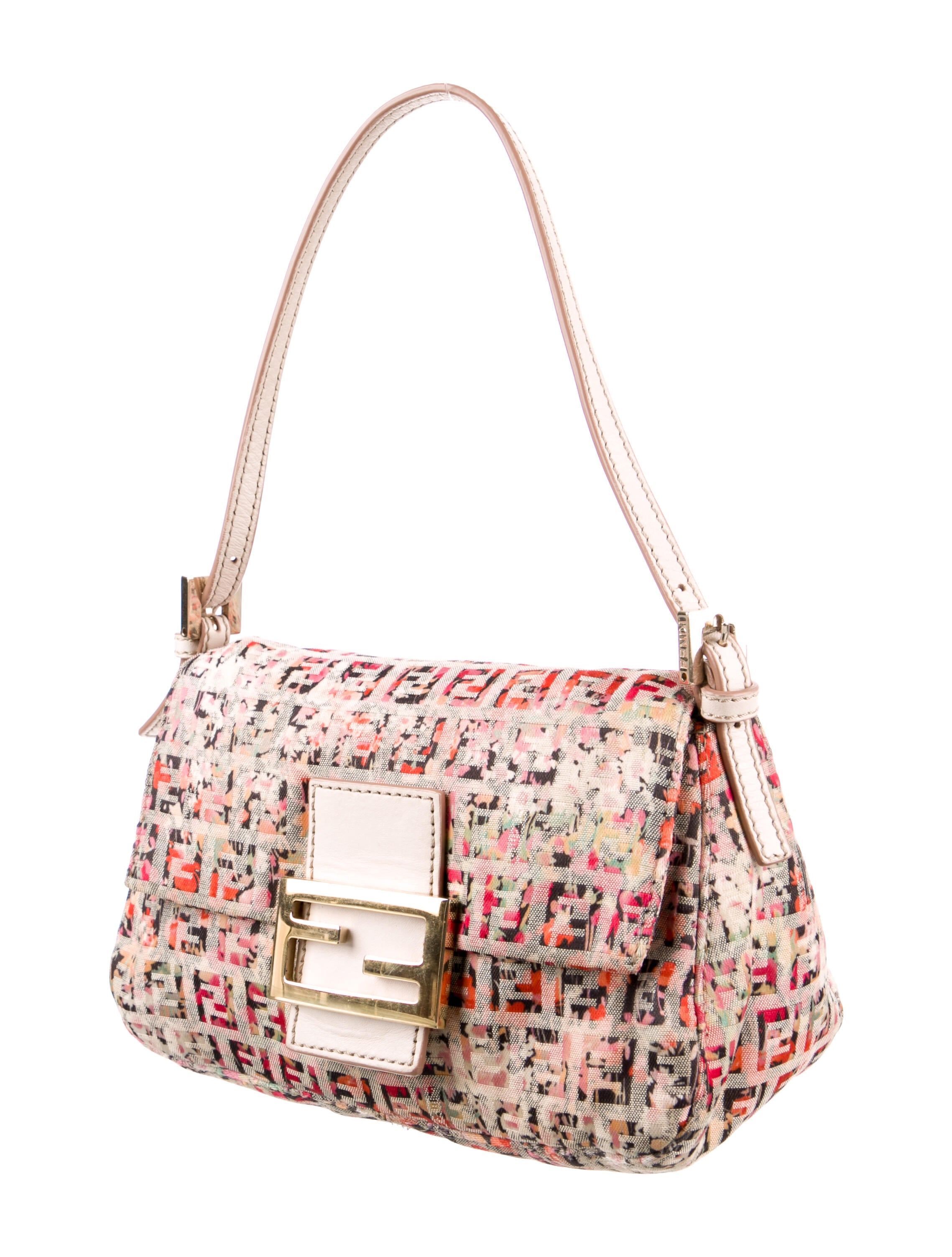 Fendi Mini Floral Zucchino Mama Baguette - Neutrals Shoulder Bags