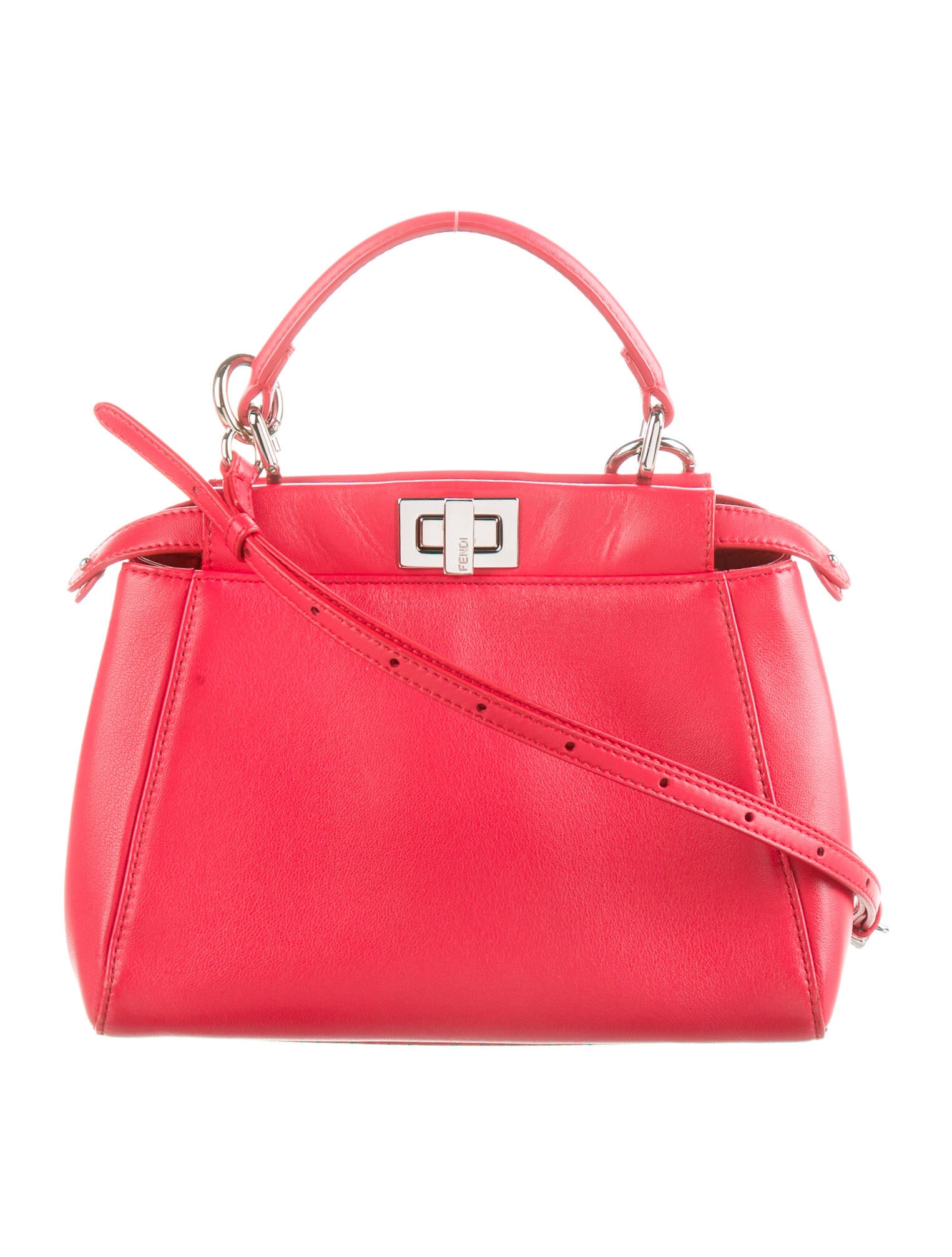 Fendi Mini Peekaboo Handle Bag Red Totes, Handbags FEN273807 The