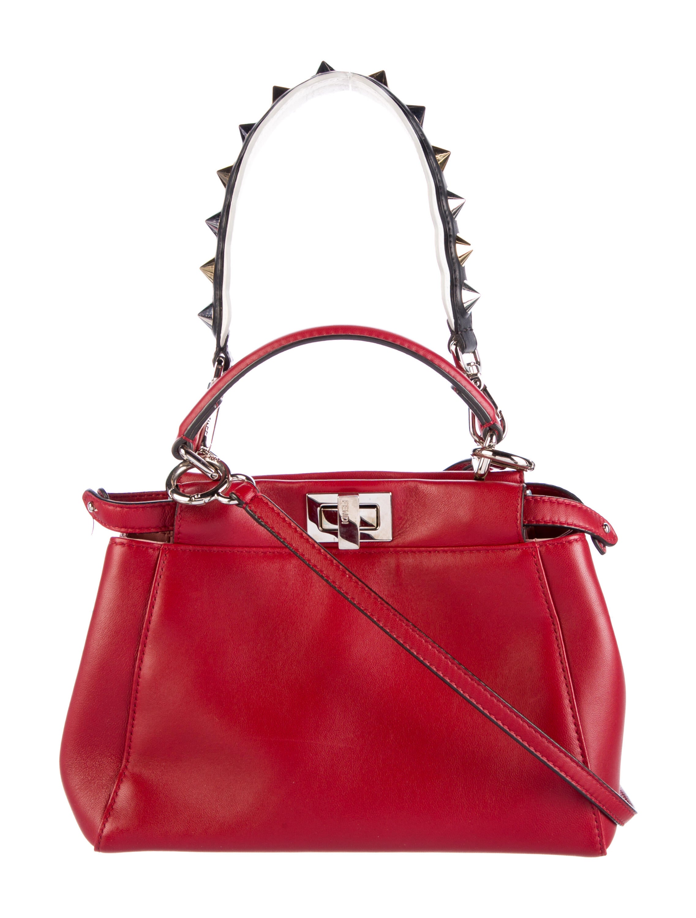 Fendi Mini Peekaboo Bag Red Handle Bags, Handbags FEN274095 The