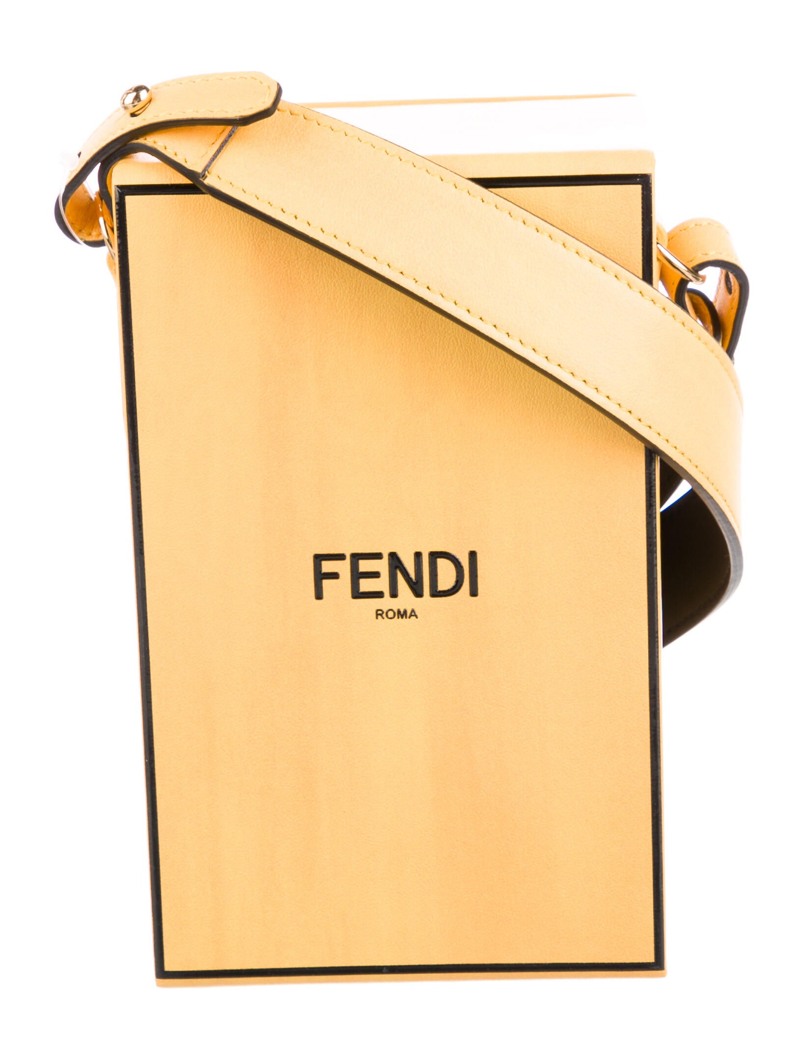 Fendi Logo Vertical Box Crossbody Bag Yellow Crossbody Bags, Handbags