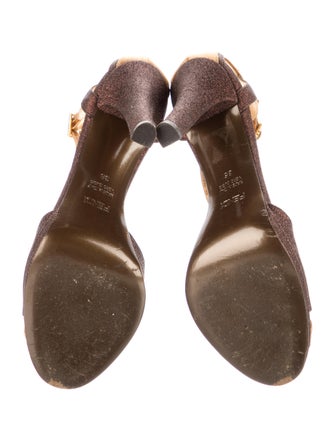 Fendi Colorblock Pattern Glitter Accents Sandals