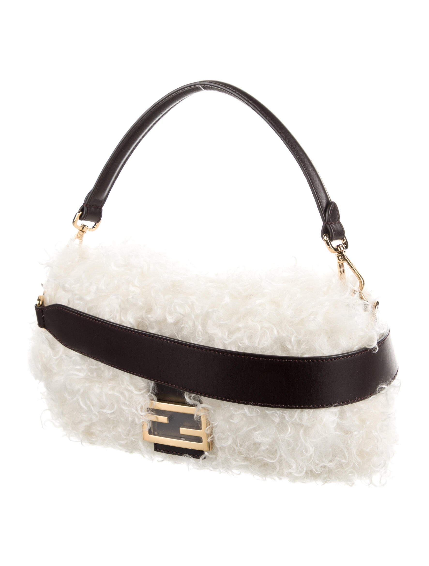 Fendi バック Fendi 2022 Medium Mohair Baguette - White Shoulder Bags