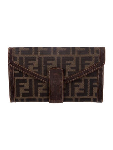 Fendi Wallets Vintage Zucca FF Logo Continental Wallet