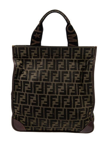 Fendi Totes Leather Trimmed Zucca Medium Foldable Tote