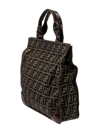 Fendi Leather Trimmed Zucca Medium Foldable Tote