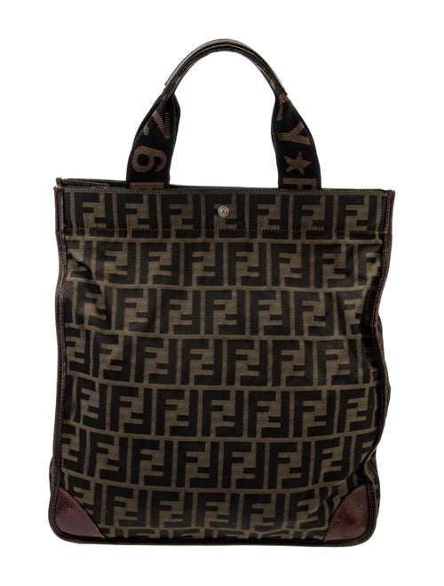 Fendi Leather Trimmed Zucca Medium Foldable Tote