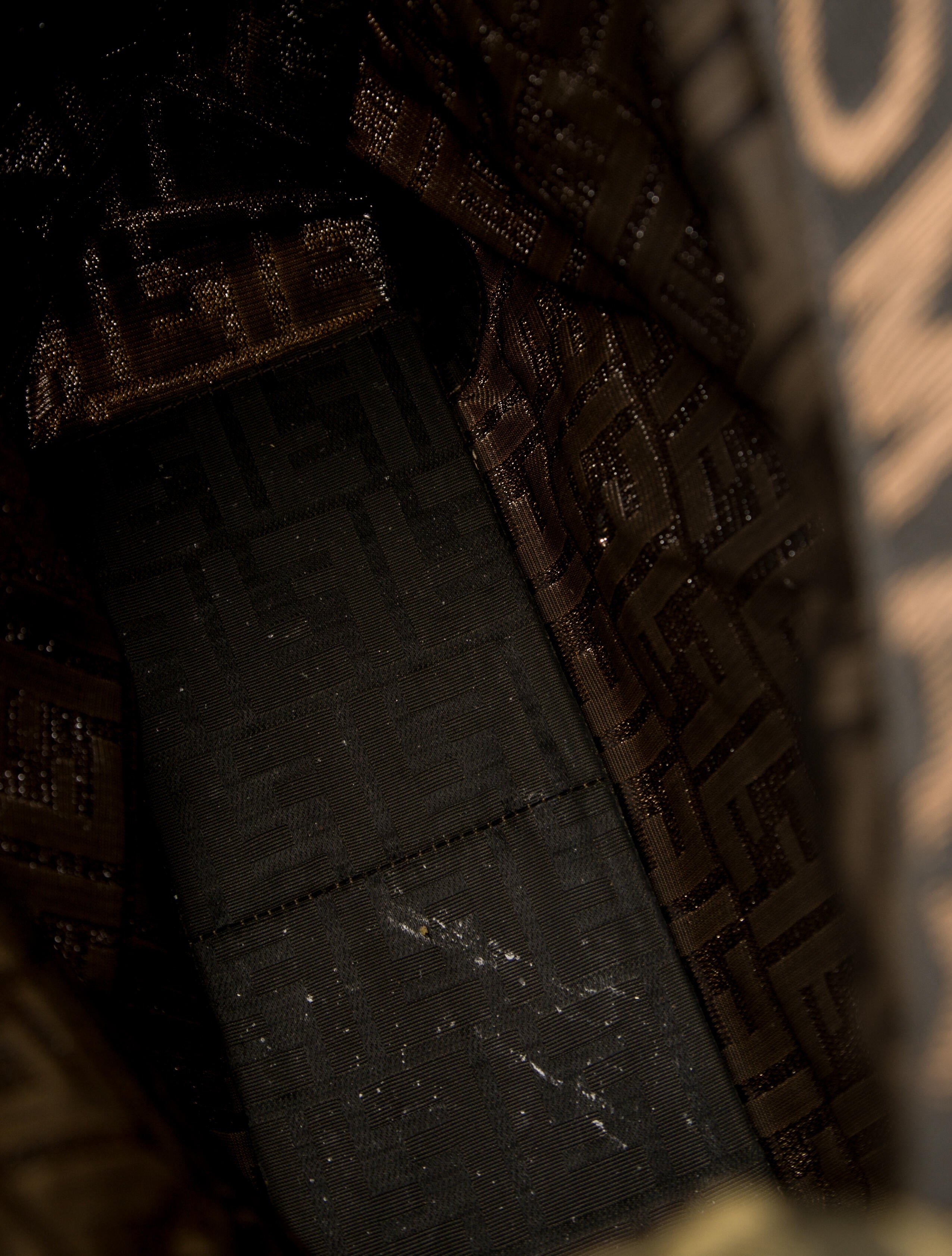 Fendi Leather Trimmed Zucca Medium Foldable Tote