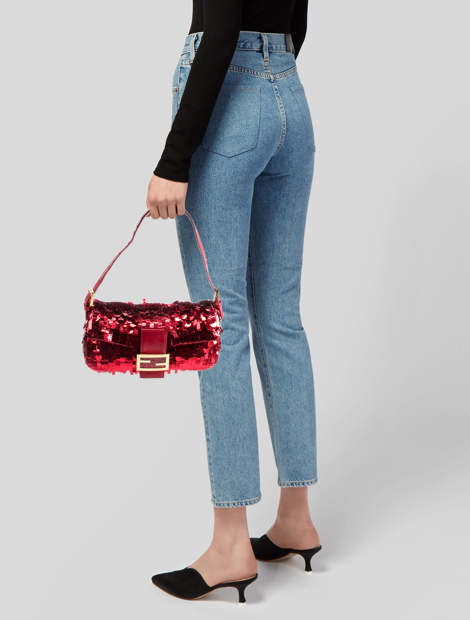 Fendi Sequin Baguette Bag - Red Shoulder Bags, Handbags
