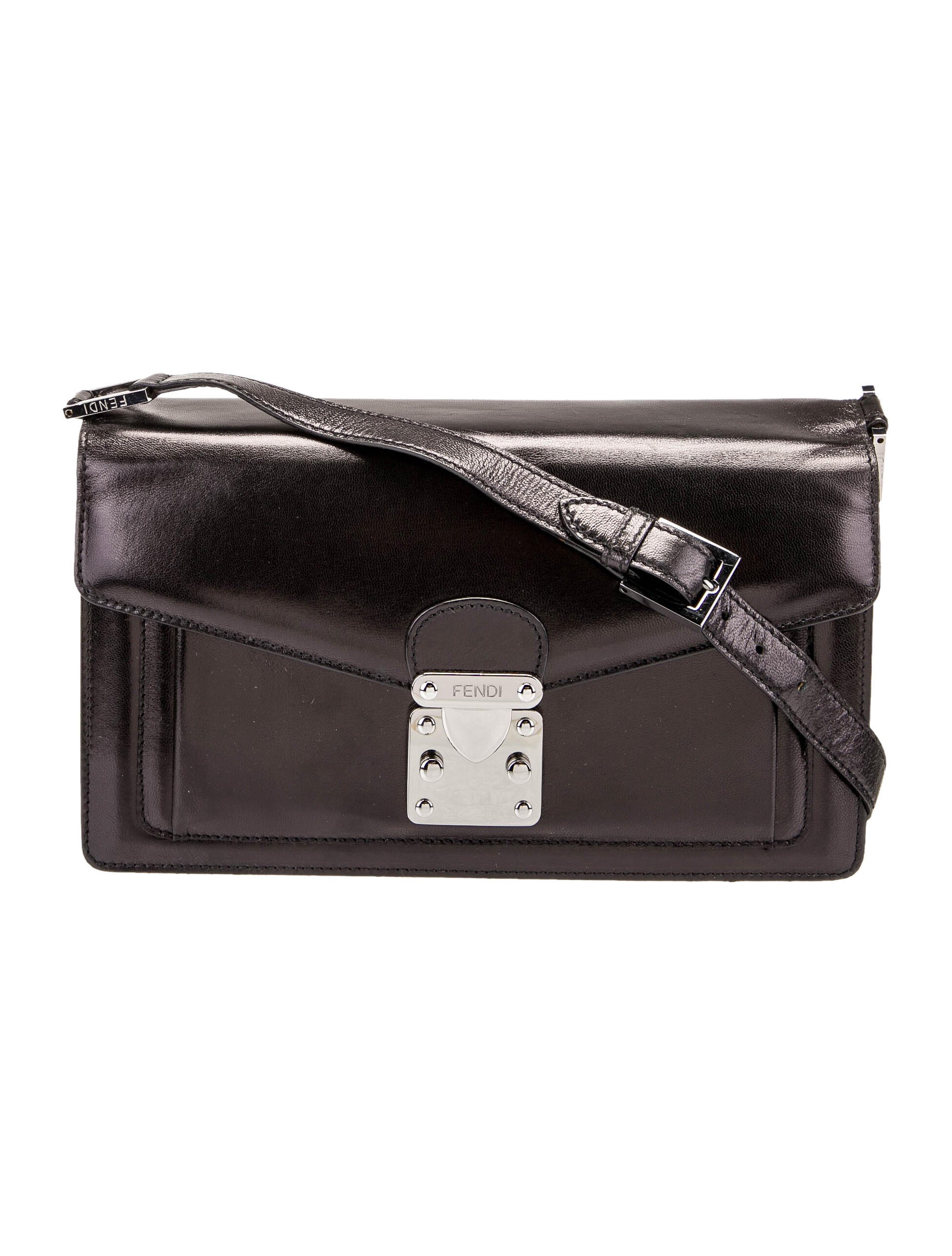 Fendi Vintage Leather Shoulder Bag Black Shoulder Bags, Handbags