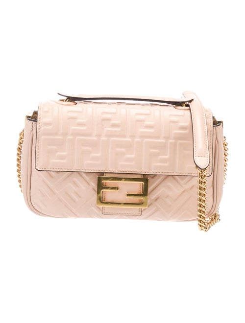 Fendi 2022 Midi FF Embossed Baguette Chain Bag
