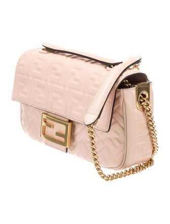 Fendi 2022 Midi FF Embossed Baguette Chain Bag