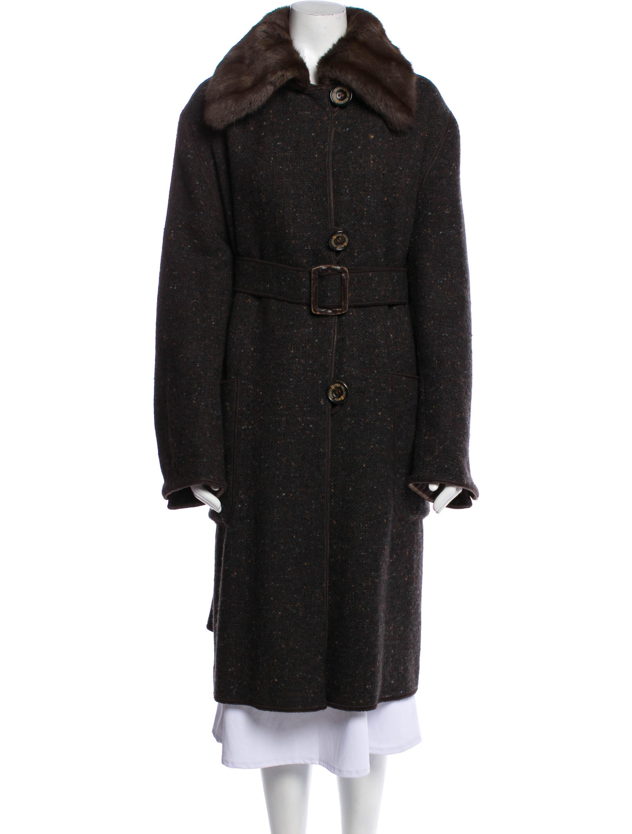 Fendi Virgin Wool Coat Grey Coats, Clothing FEN288217 The RealReal