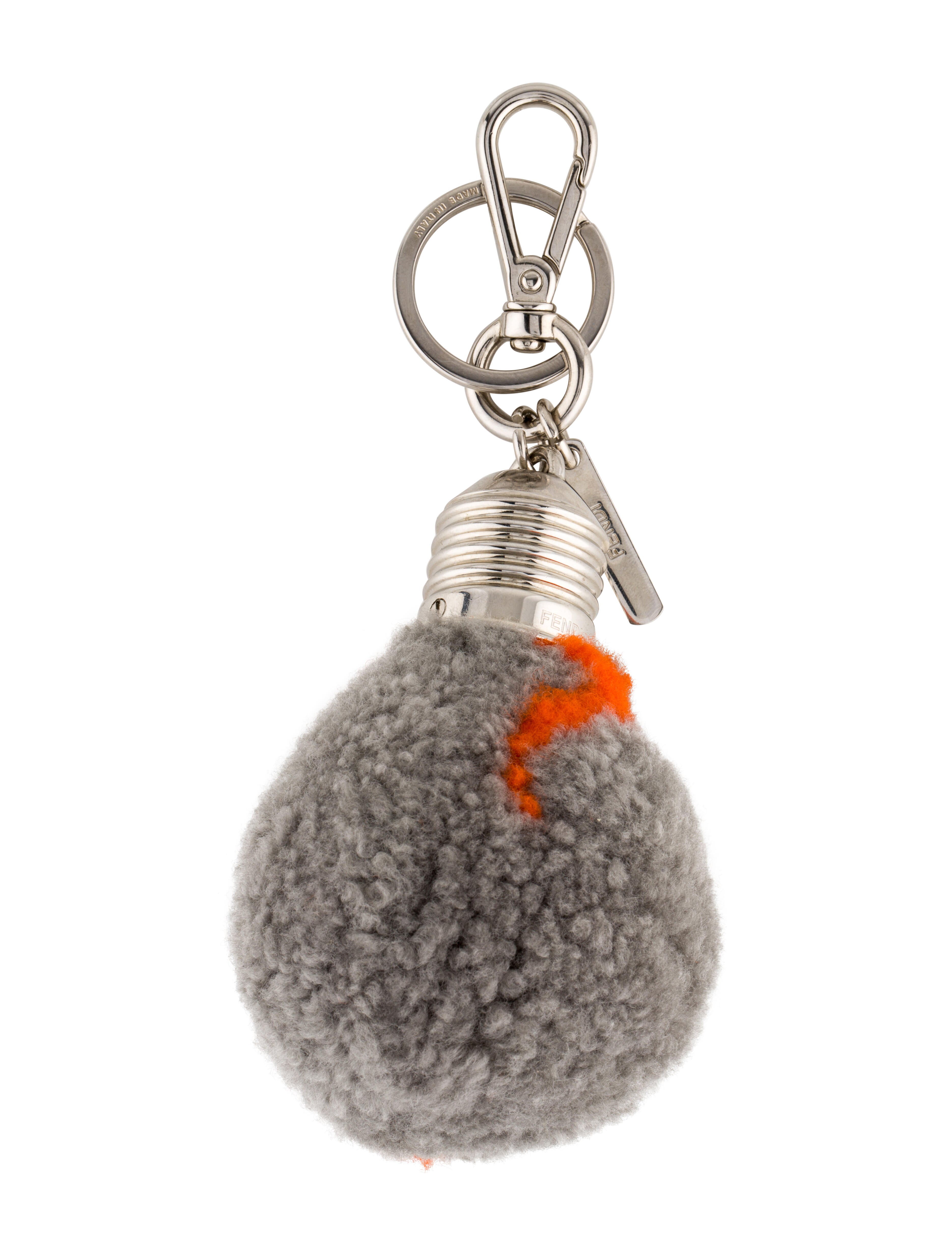 Fendi Shearling Light Bulb Keychain Grey Keychains, Accessories