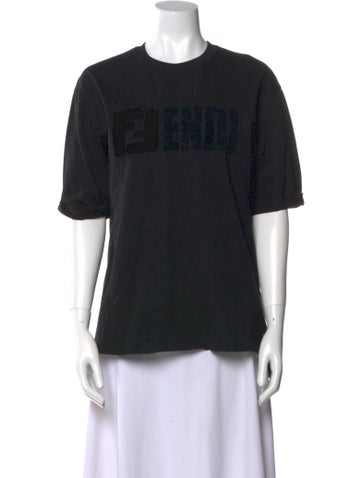 Fendi Tops Graphic Print Crew Neck T-Shirt S