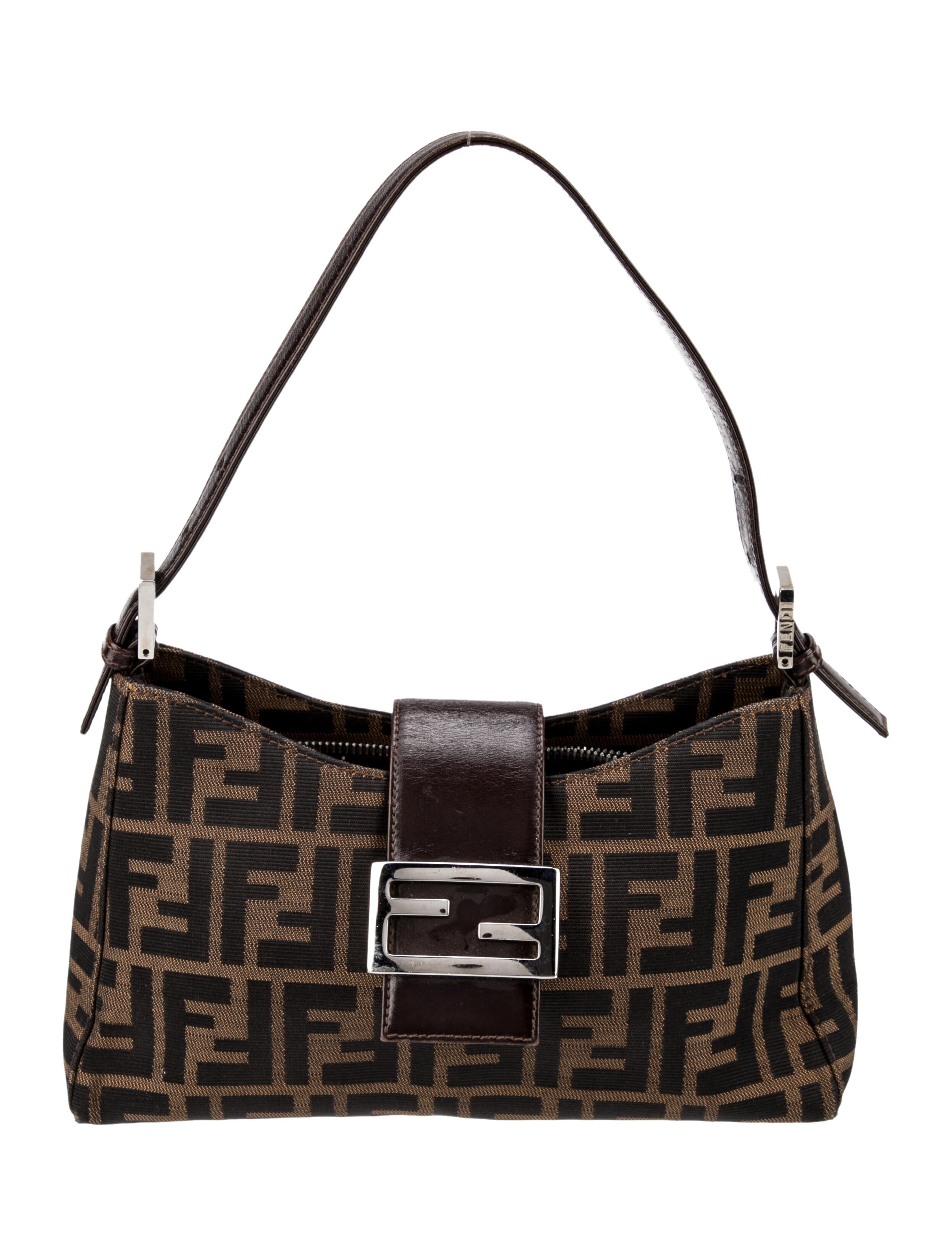 Fendi Vintage Zucca Shoulder Bag Brown Shoulder Bags, Handbags