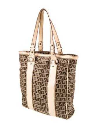 Fendi Leather-Trimmed Zucchino Tote