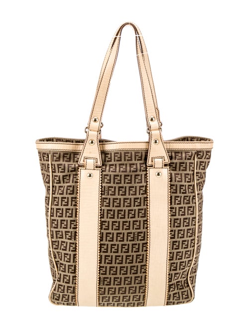 Fendi Leather-Trimmed Zucchino Tote
