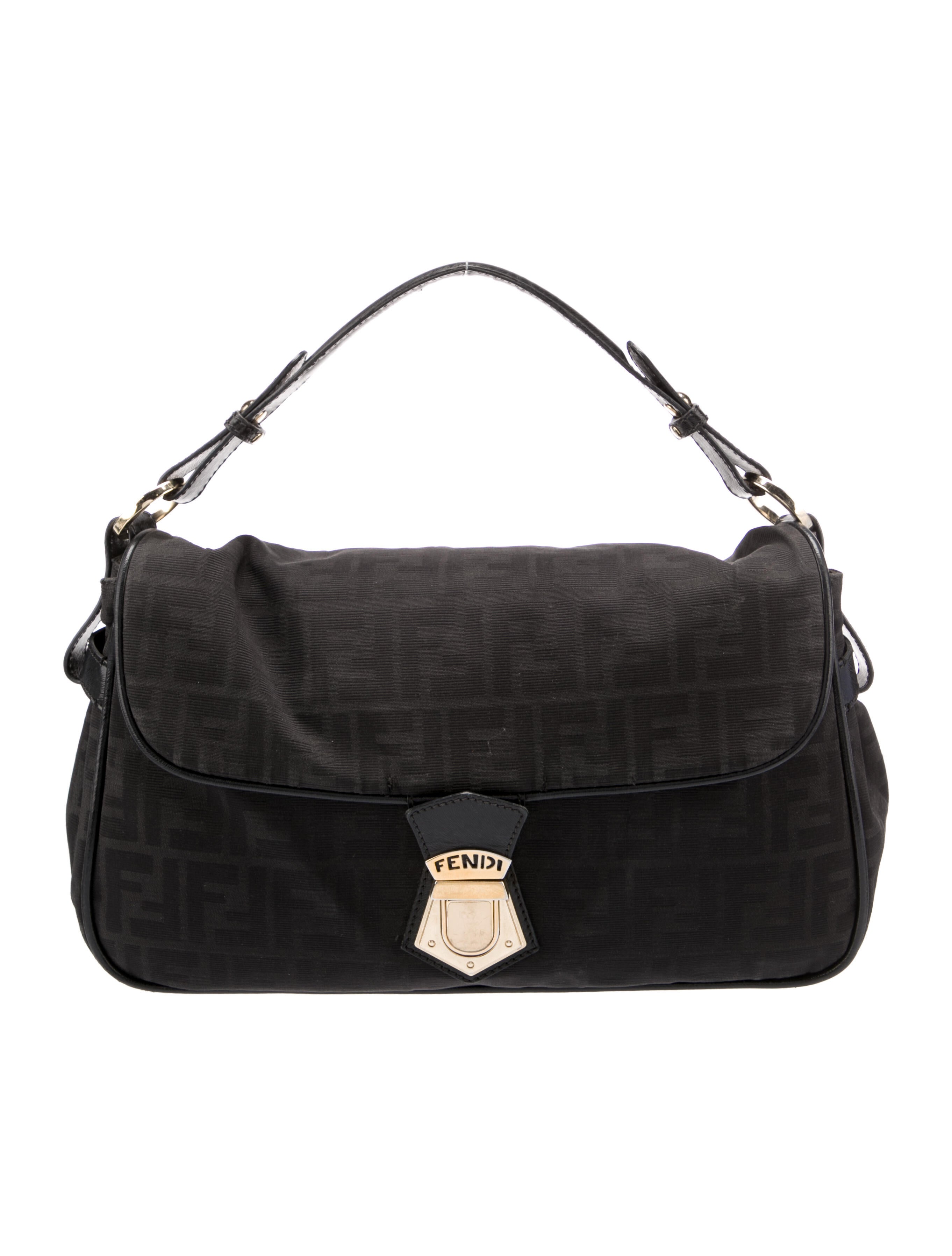 Fendi Zucca Shoulder Bag Black Shoulder Bags, Handbags FEN291304