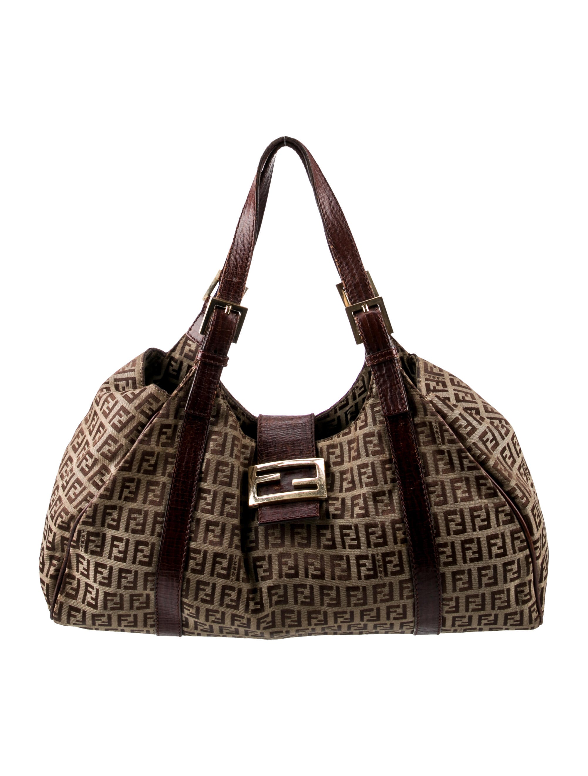 Fendi Zucchino Shoulder Bag - Brown Shoulder Bags, Handbags