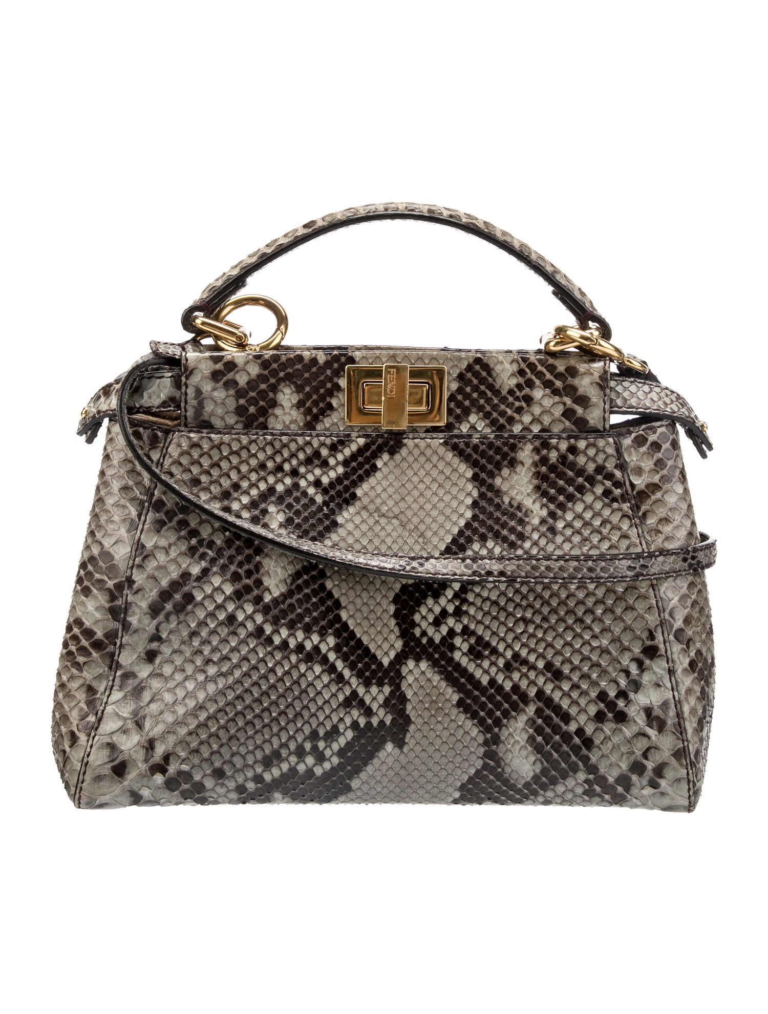 Fendi Mini Python Peekaboo Handle Bag
