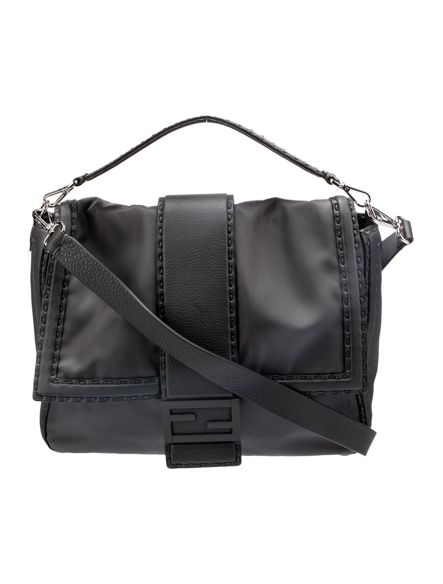 Fendi Large ECONYL Baguette Messenger Bag Grey Messenger Bags, Bags