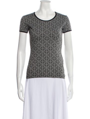 Fendi Tops Printed Scoop Neck T-Shirt Us4, It40 | S