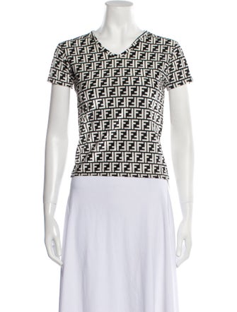 Fendi Printed V-Neck T-Shirt