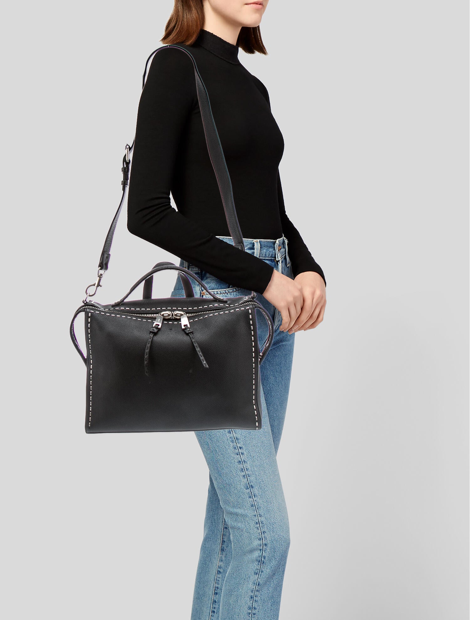ルイ・フランセン Fendi Selleria Lui Urban Briefcase w/ Strap - Black Handle Bags