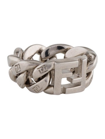 Fendi Band Logo Chain Ring S | 9