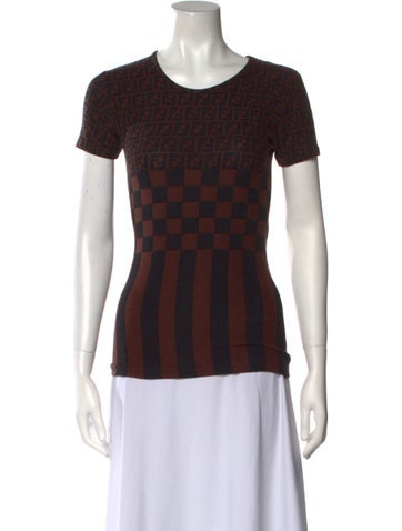 Fendi Tops Printed Scoop Neck T-Shirt Us6, It42 | M