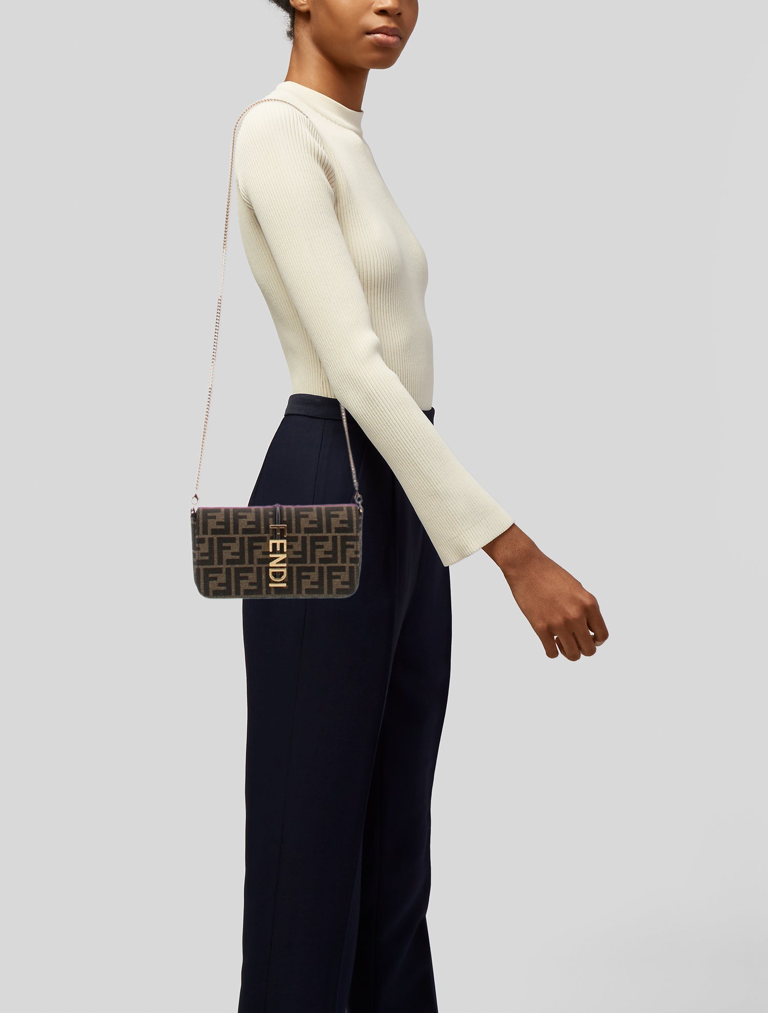 Fendi 2023 Fendigraphy Wallet on Chain - Brown Crossbody